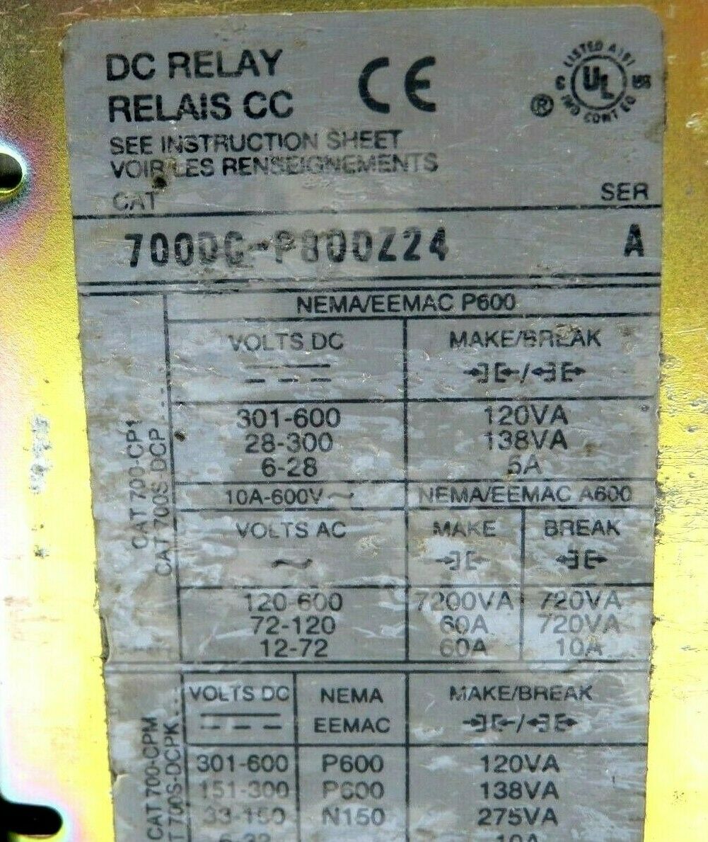 NEW ALLEN BRADLEY 700DC-P800Z24 RELAY TYPE P 700DCP800Z24 - Image 4