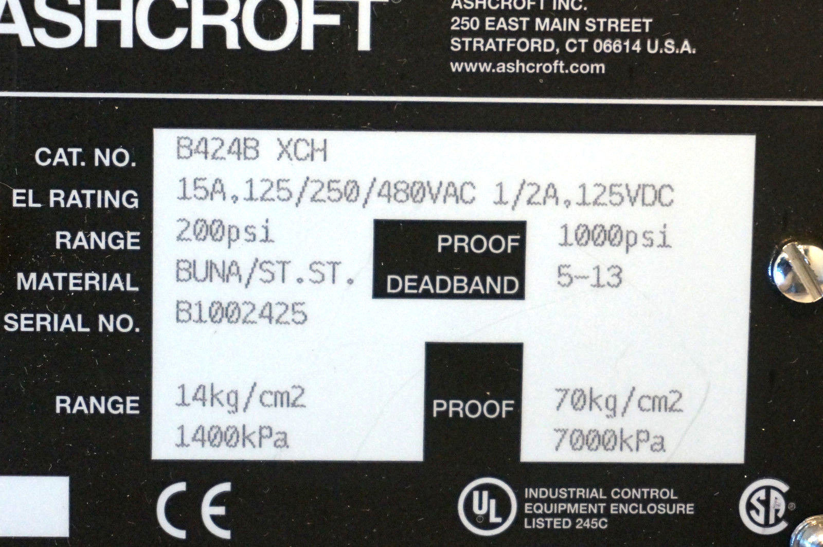 Manometro ASHCROFT B424S XCHFM 30 PSI Nuovo - Ottime Condizioni