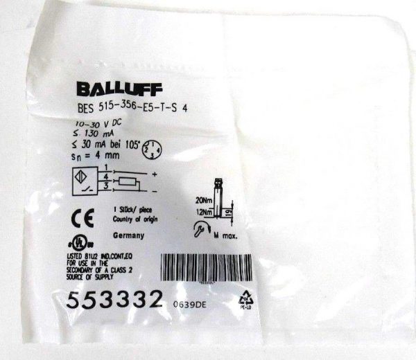 NEW BALLUFF BES-515-356-E5-T-S4 PROXIMITY SENSOR BES515356E5TS4