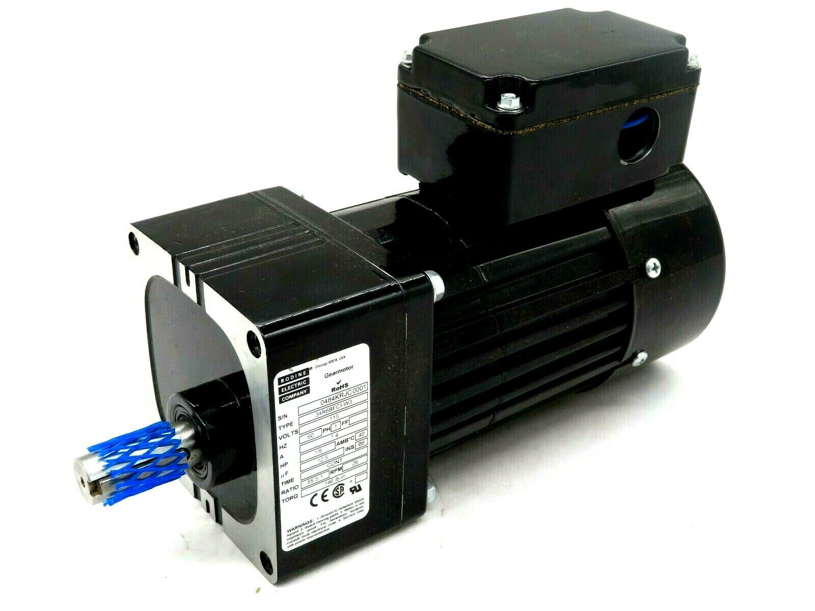 NEW BODINE ELECTRIC 34R6BFCI-W3 GEARMOTOR 115V 60HZ 0484KR 34R6BFCIW3 - Image 5
