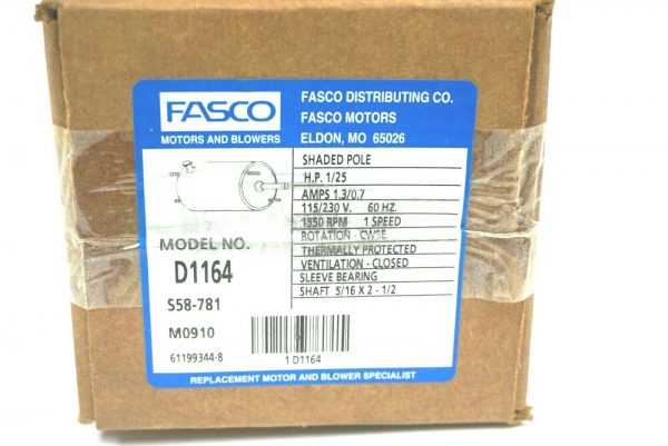 NEW FASCO D1164 S58-781 M0910 SHADED POLE MOTOR - Image 3