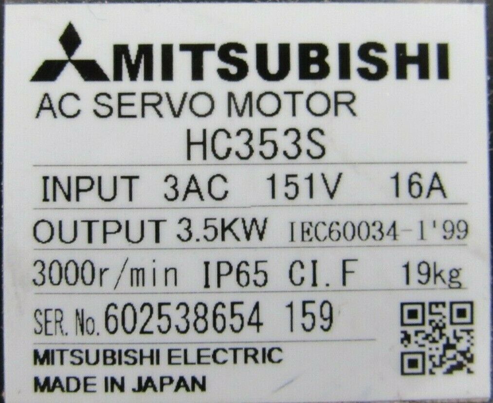 NEW MITSUBISHI HC353S SERVO MOTOR - SB Industrial Supply, Inc.