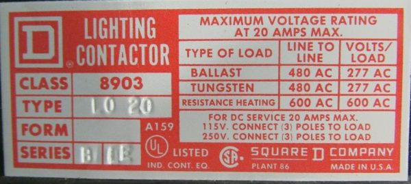 NEW SQUARE D 8903-LG-60 LIGHTING CONTACTOR 8903LG60 8903-L0-20 - Image 4