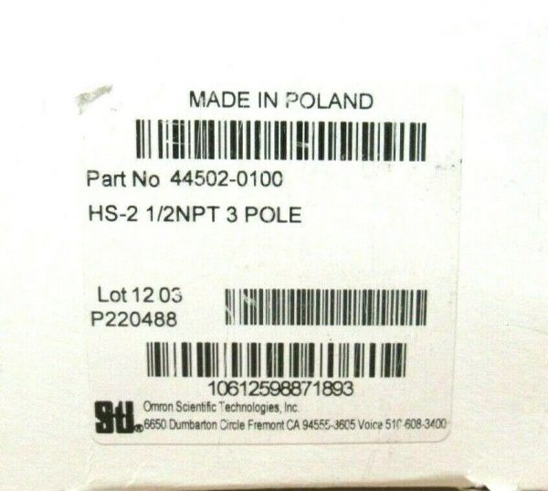 NEW STI OMRON 44502-0100 SAFETY SWITCH 445020100 - Image 4