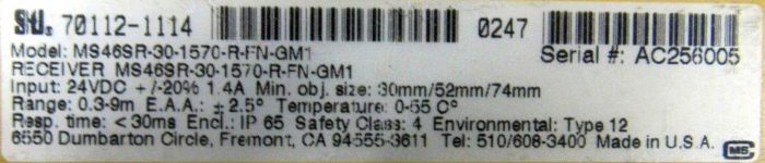 REFURBISHED STI MS46-30-1570-X-GM1 LIGHT CURTAIN SET MS46SR-30-1570-R-FN-GM1 61" - Image 5