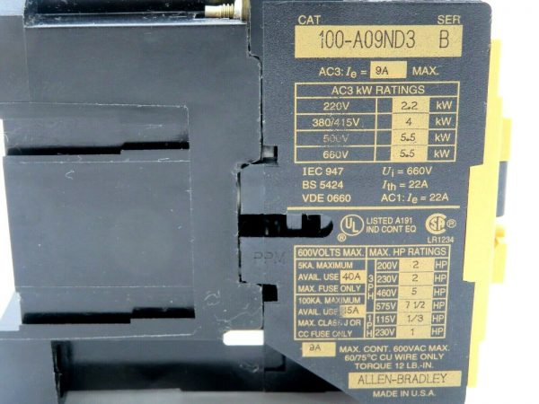 USED ALLEN BRADLEY 100-A09ND3 CONTACTOR 100A09ND3 - Image 5