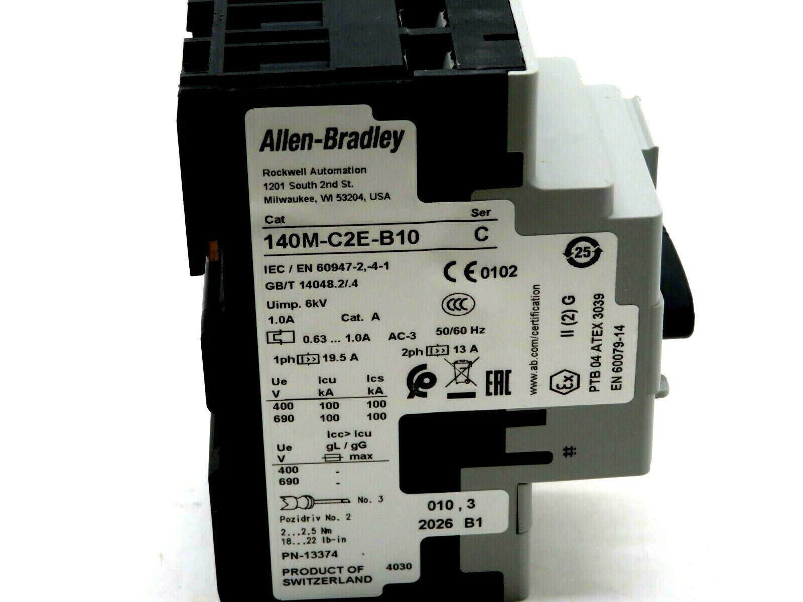 NEW ALLEN BRADLEY 140M-C2E-B10 MOTOR PROTECTOR SERIES C 140MC2EB10 - Image 3