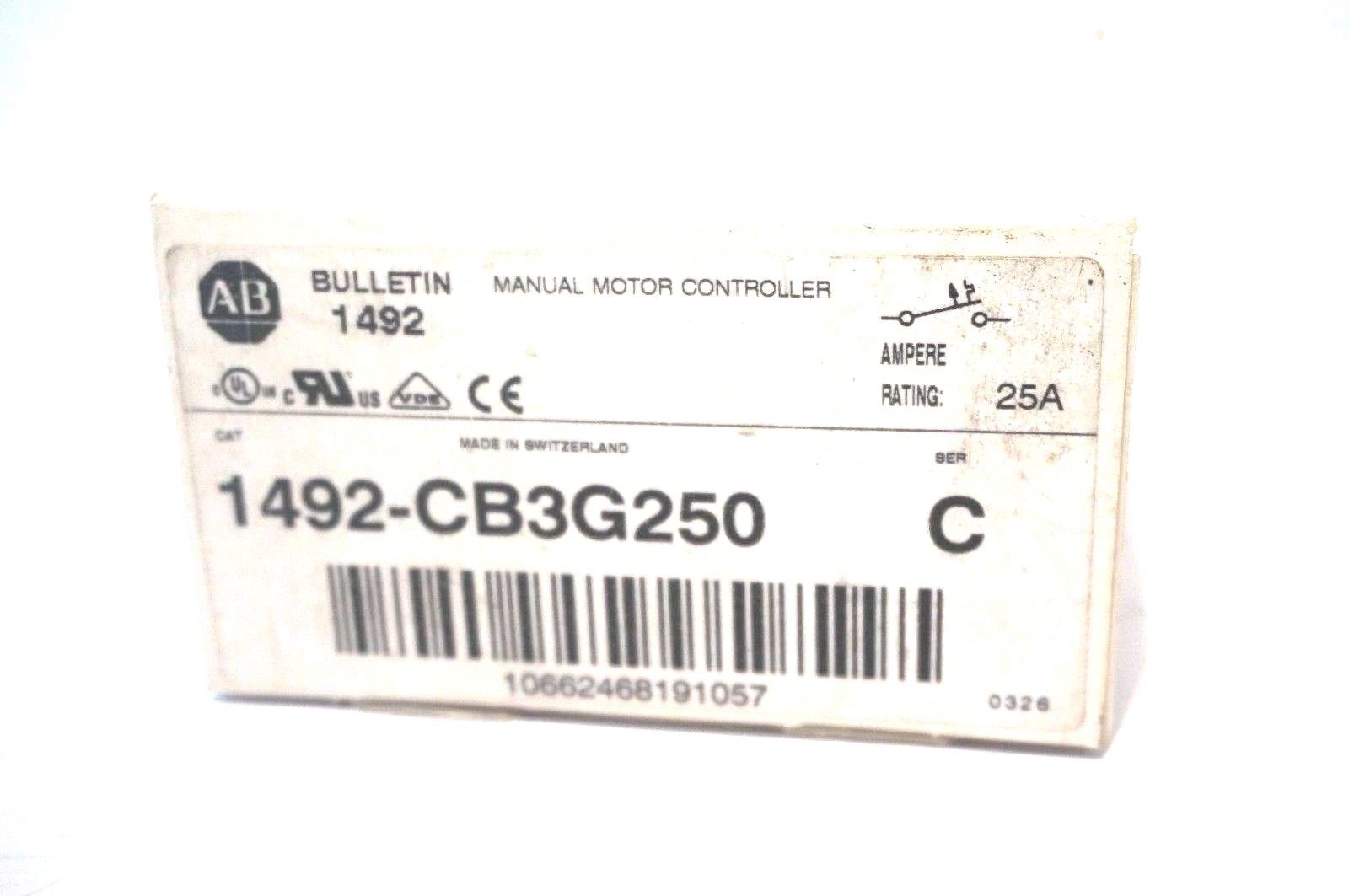 NEW ALLEN BRADLEY 1492-CB3G250 MOTOR CONTROLLER SER.C 1492CB3G250