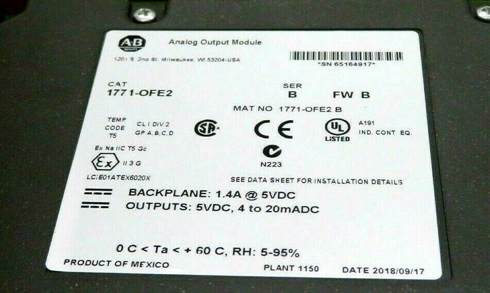 NEW ALLEN BRADLEY 1771-OFE2 ANALOG OUTPUT MODULE SERIES B 1771OFE2 - Image 3