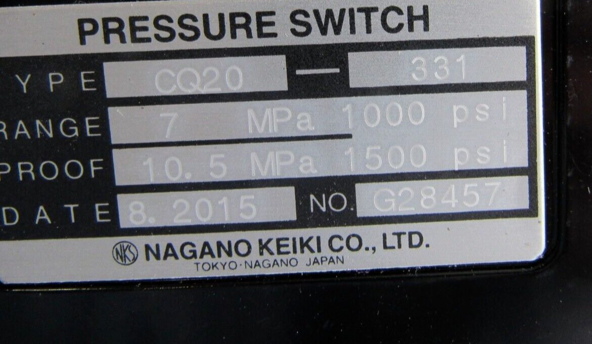 NEW NAGANO KEIKI CQ20-331 PRESSURE SWITCH CQ20331 - Image 4