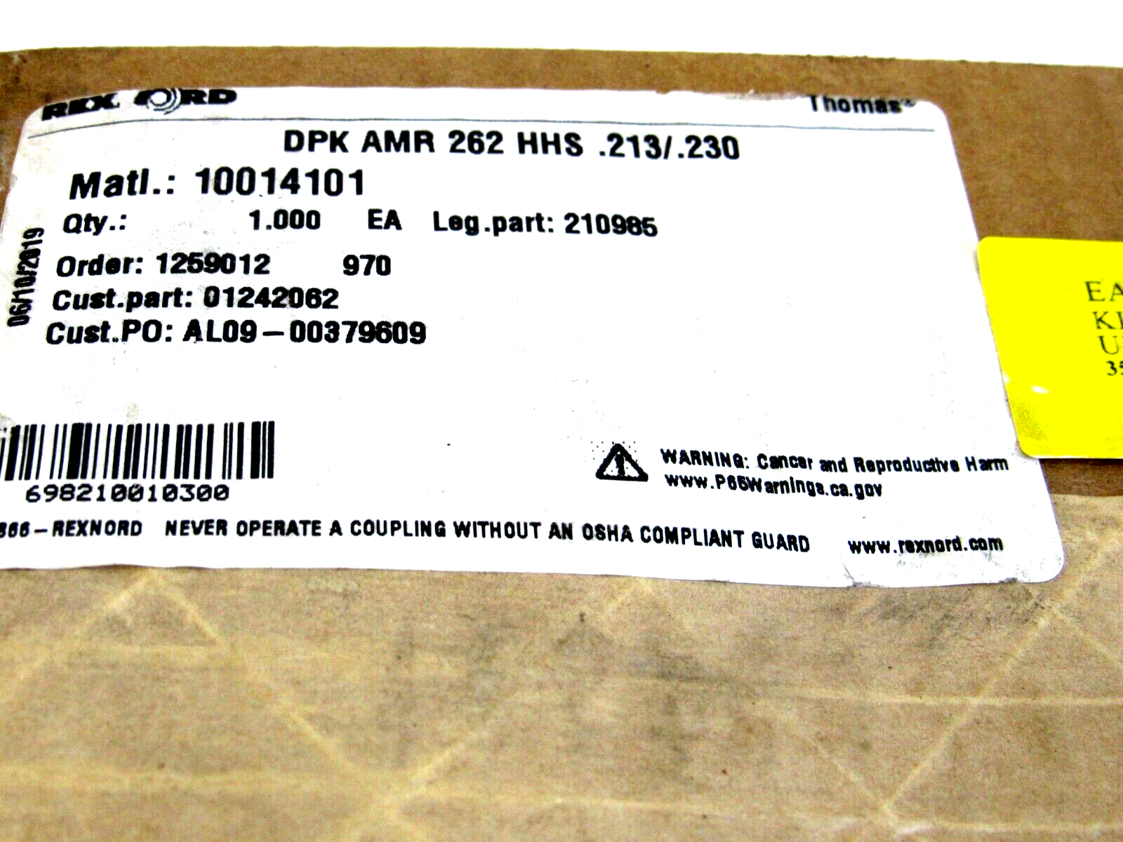 NEW REXNORD 210985 DISC DPK AMR 262 HHS 0213/.230 - SB Industrial ...