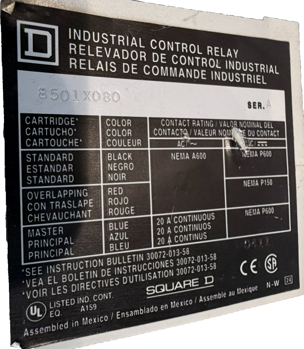 NEW SQUARE D 8501XO80 CONTROL RELAY SER.A - Image 3