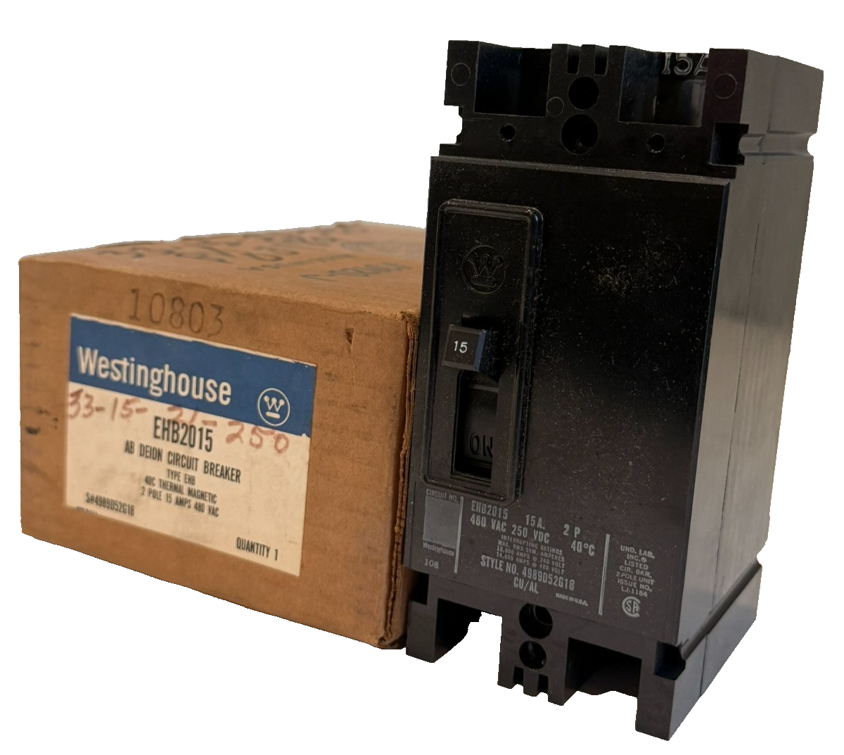 NEW WESTINGHOUSE EHB2015 CIRCUIT BREAKER 15AMPS 480VAC
