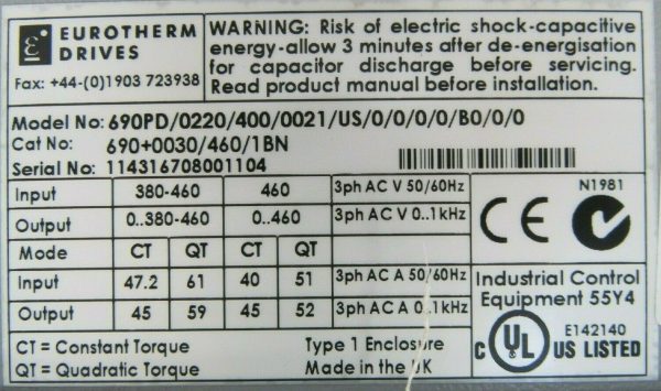USED EUROTHERM 690+0030/460/1BN DRIVE 690PD/0220/400/0021/US/0/0/0/0/B0/0/0 - Image 10