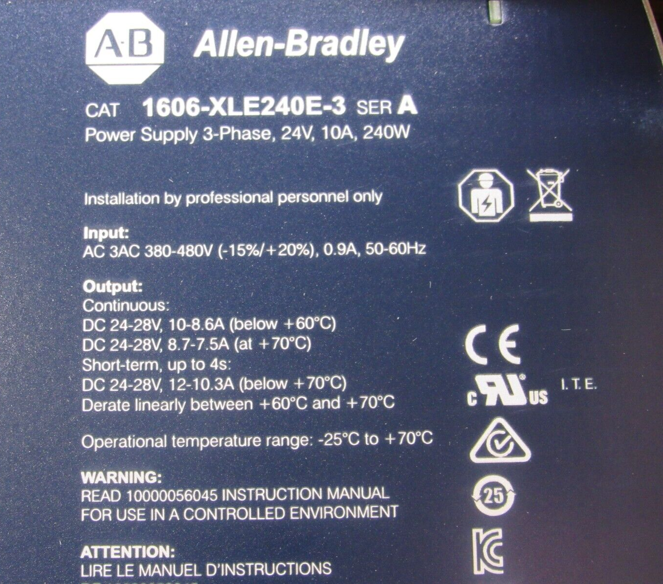 ALLEN BRADLEY 1606-XLE240E-3 POWER SUPPLY SER.A 1606XLE240E3 NEW SURPLUS - Image 4