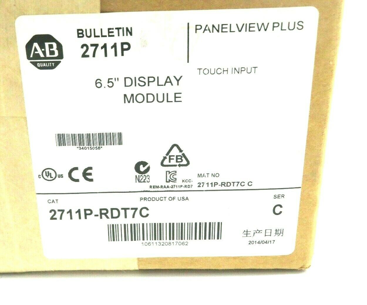 NEW ALLEN BRADLEY 2711P-RDT7C 6.5