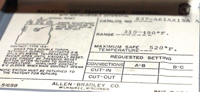 NEW ALLEN BRADLEY 837-A61X15A SER. A TEMPERATURE CONTROL 837A61X15A - Image 4
