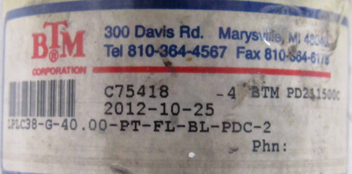 NEW BTM LPLC38-G-40.00-PT-FL-BL-PDC-2 LOCKING PIN LPLC38G4000PTFLBLPDC2 ...