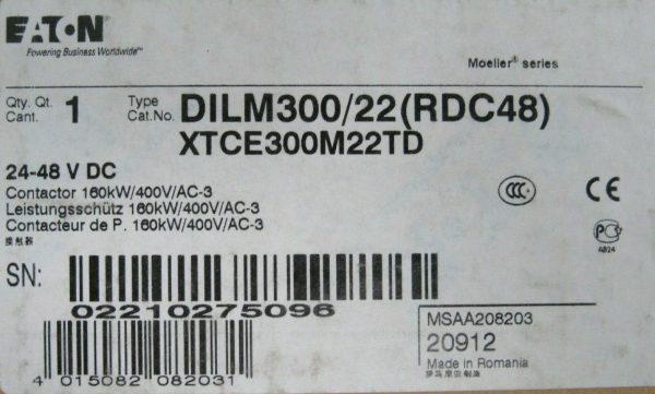 NEW EATON XTCE300M22TD CONTACTOR DILM300/22(RDC48) - Image 6