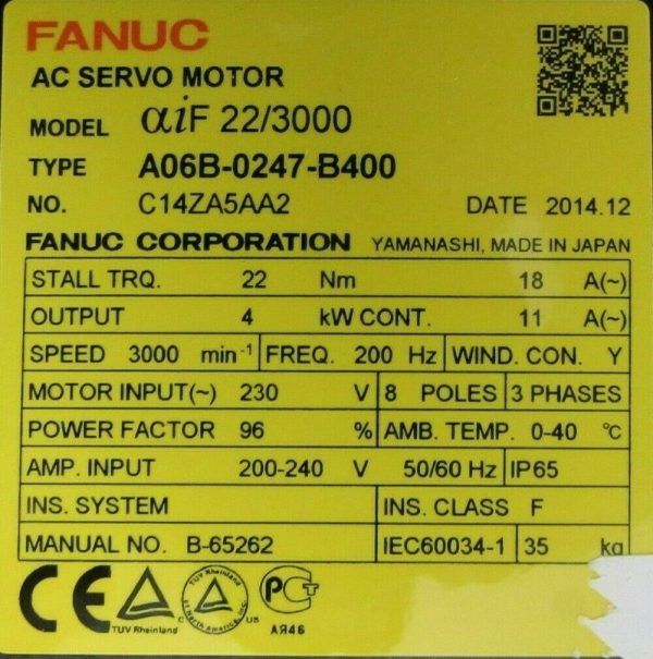 NEW FANUC A06B-0247-B400 SERVO MOTOR A860-2000-T301 A06B0247B400 - Image 5