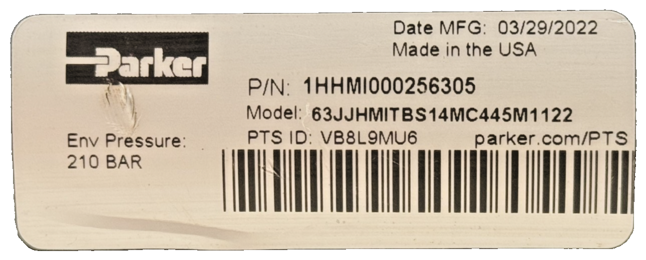 NEW PARKER 63JJHMITBS14MC445M1122 HYDRAULIC CYLINDER 210BAR 1HHMI000256305 - Image 5