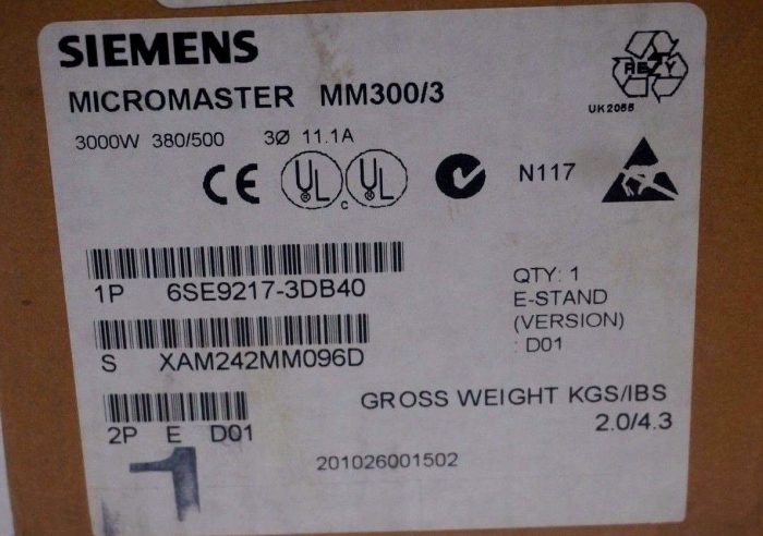 NEW SIEMENS 6SE9217-3DB40 MICROMASTER DRIVE MM300/3 6SE92173DB40 - Image 5
