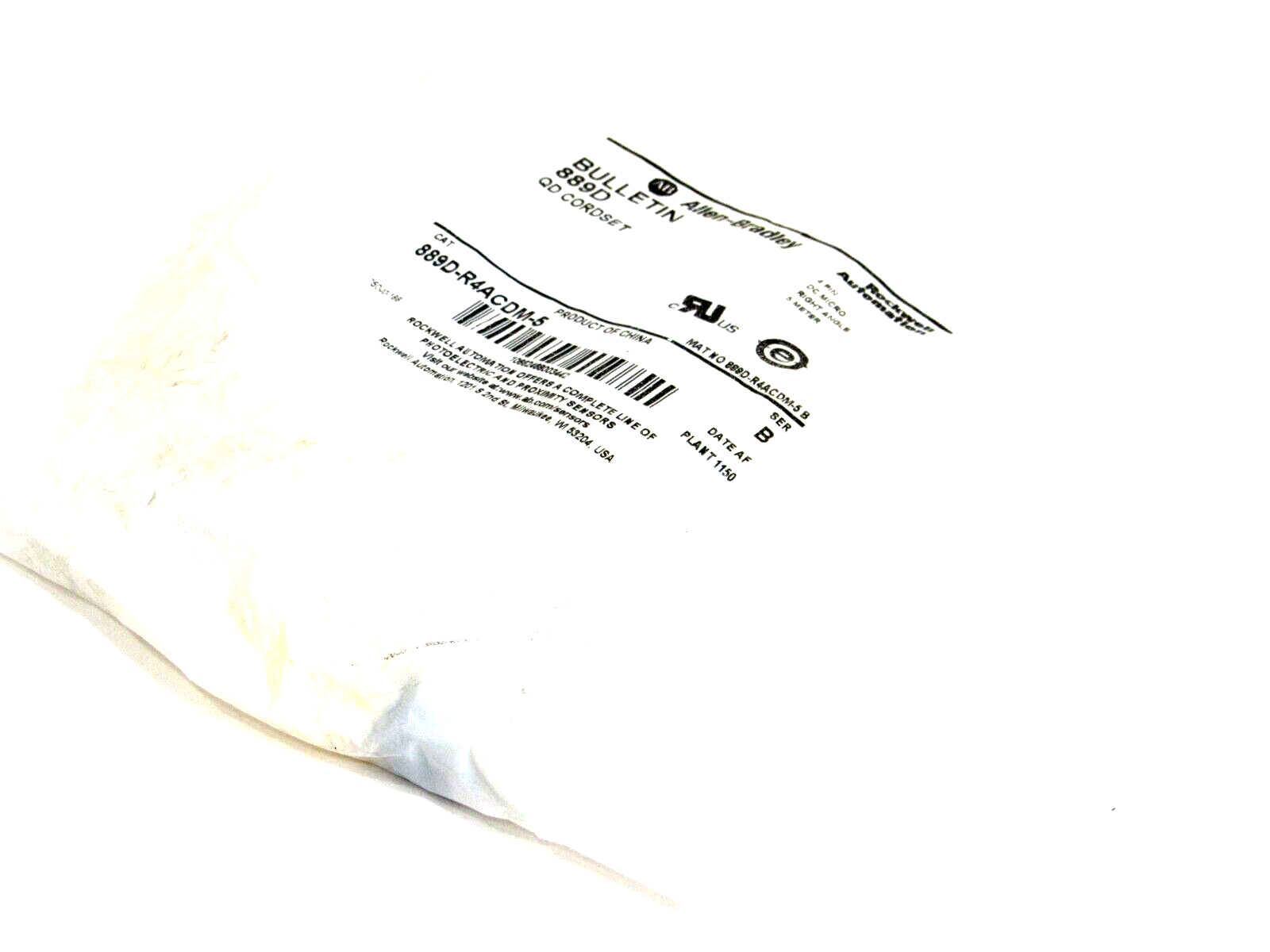 ALLEN BRADLEY 889D-R4ACDM-5 QD CORDSET SERIES B 889DR4ACDM5 NEW, SURPLUS