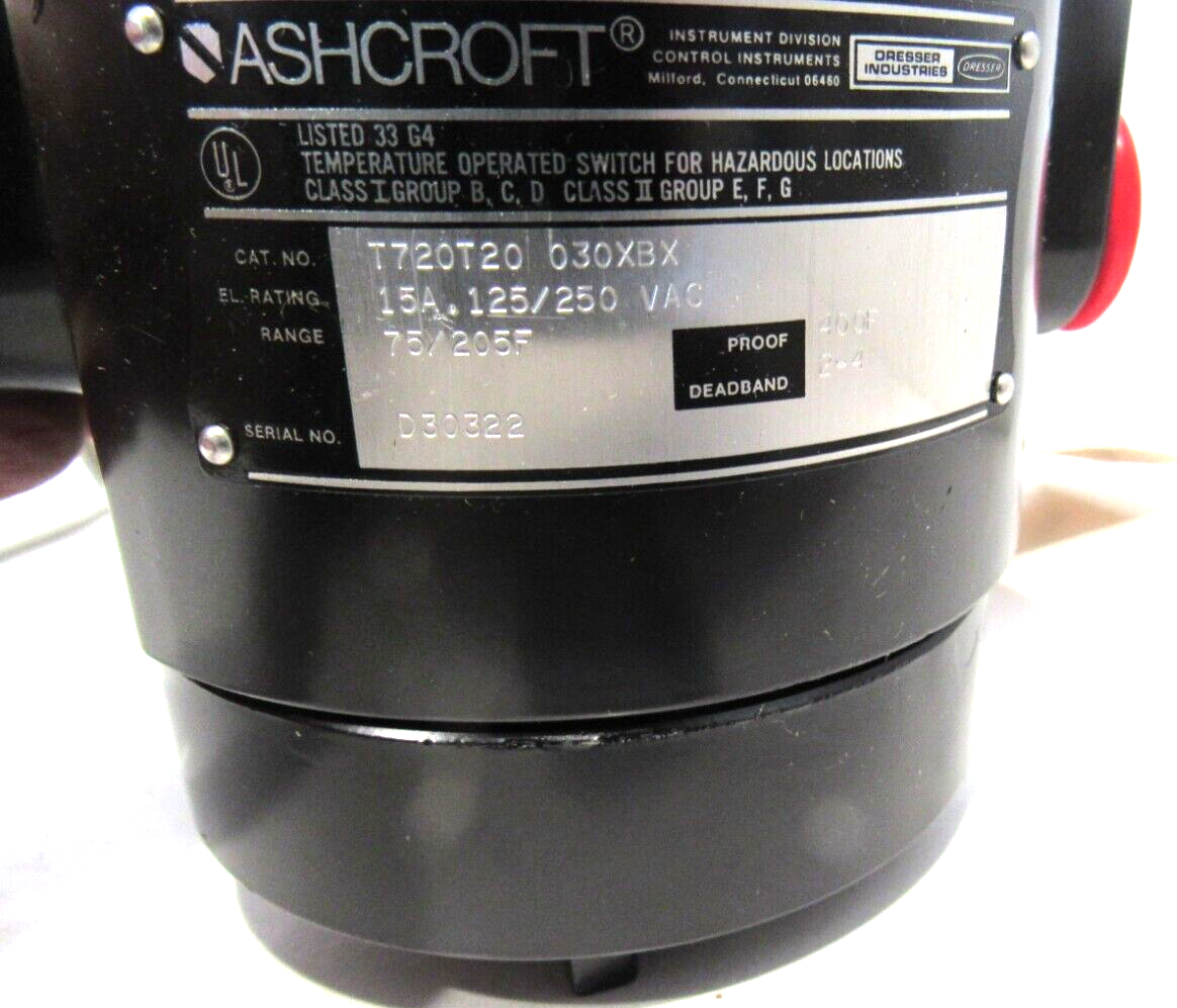 NEW ASHCROFT T720T20-030XBX TEMPERATURE SWITCH T720T20030XBX - Image 3