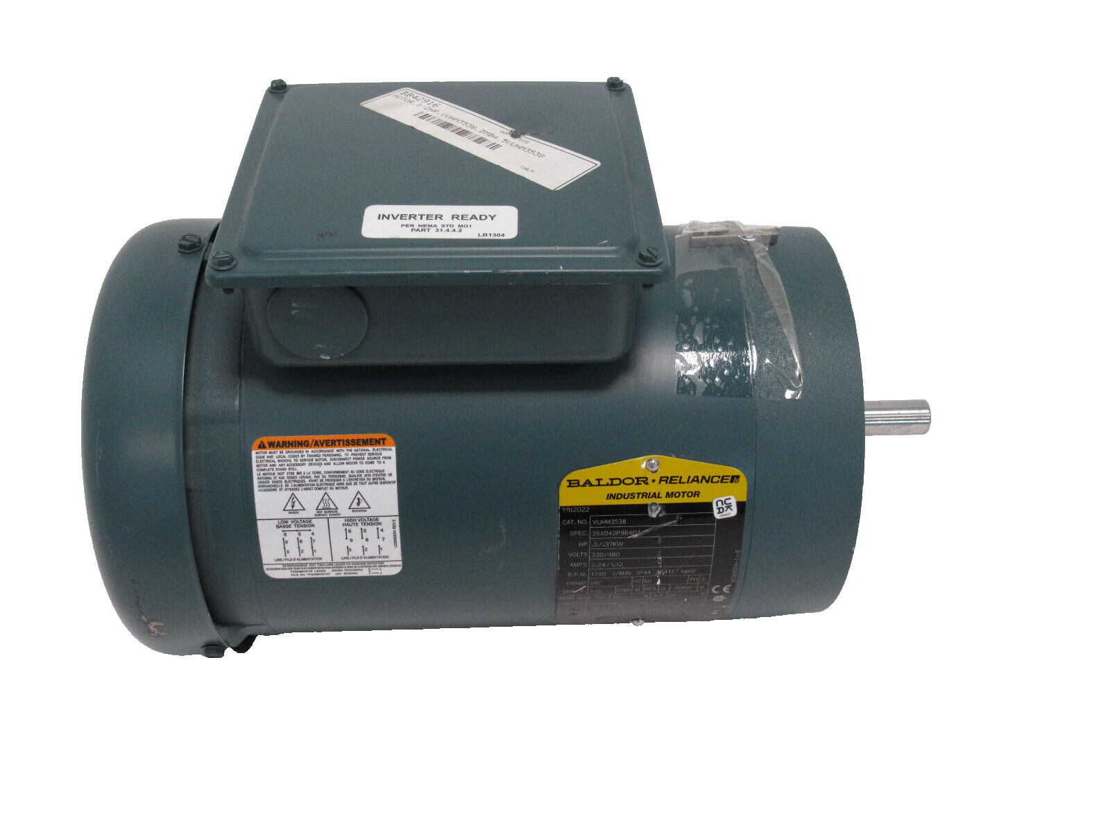 NEW BALDOR VUHM3538 MOTOR .5HP 230/460V 1740RPM - Image 3