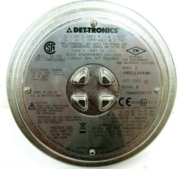 NEW DET-TRONICS PIRECLA4A1W1 GAS DETECTOR 007168-012 RRE010825 - Image 6