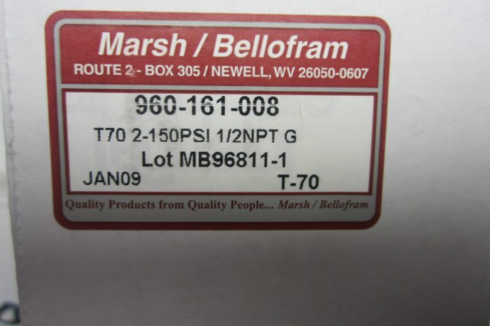 NEW MARSH BELLOFRAM 960-161-008 REGULATOR T70 2-150PSI 1/2NPT G 960161008 - Image 3