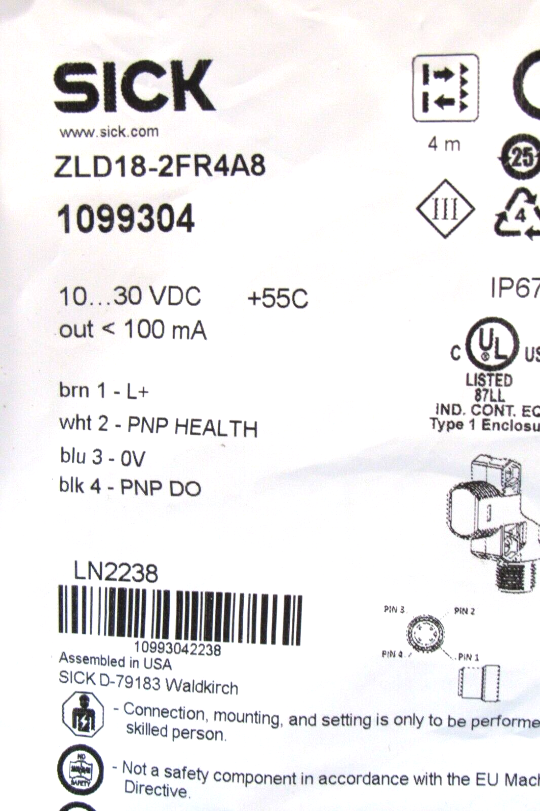 Zld Sensor NEW SICK ZLD18-2FR4A8 PHOTOELECTRIC SENSOR 1099304 ZLD182FR4A8 - SB ...