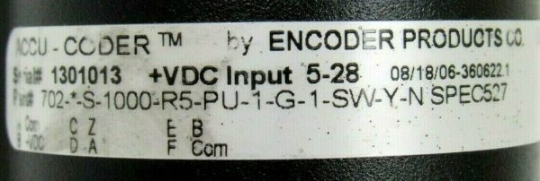 USED ENCODER PRODUCTS 527 ENCODER 702-*-S1000-R5-PU-1-G-1-SW-Y-N ACCU CODER - Image 3