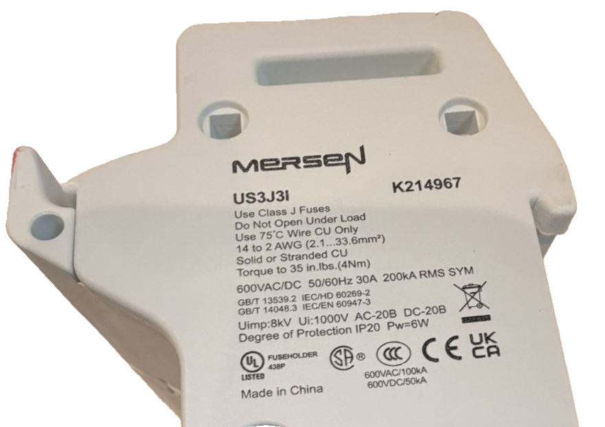 2 NEW FERRAZ SHAWMUT / MERSEN US3J3I FUSEHOLDER 600V 30A - Image 4