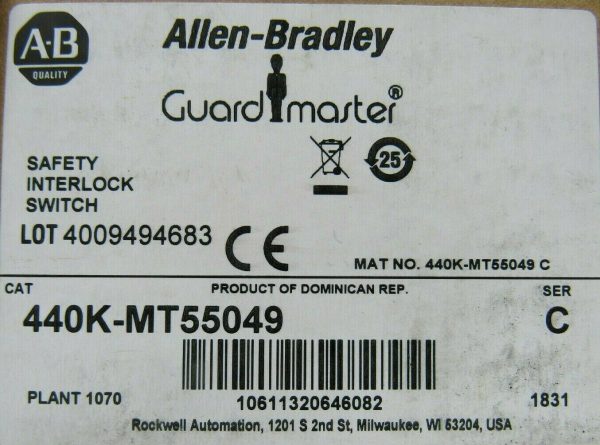NEW ALLEN BRADLEY 440K-MT55049 SAFETY INTERLOCK SWITCH SER C MT-GD2 440KMT55049 - Image 4