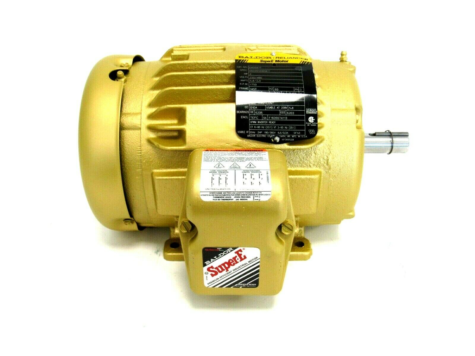 NEW BALDOR EM3587T INDUSTRIAL MOTOR 2HP 230/460V 1750 RPM 145T