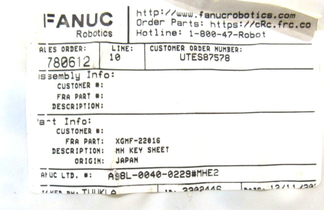 NEW FANUC A98L-0040-0229 #MHE2 TEACH PENDANT MEMBRANE A98L00400229 - Image 3