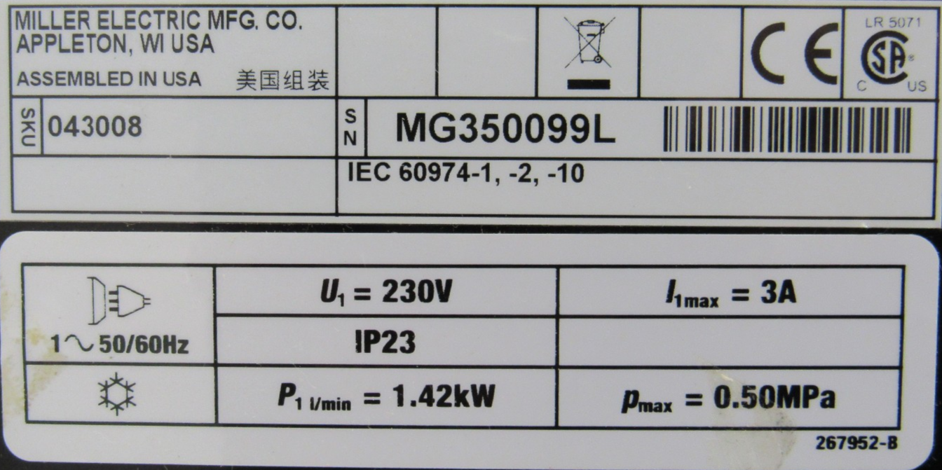 NEW MILLER 043008 COOLMATE 3 TIG TORCH WATER COOLER 230V - Image 5