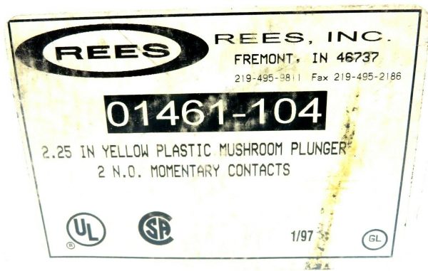 NEW REES 01461-104 YELLOW MUSHROOM PLUNGER 2.25 INCH 01461104 - Image 5