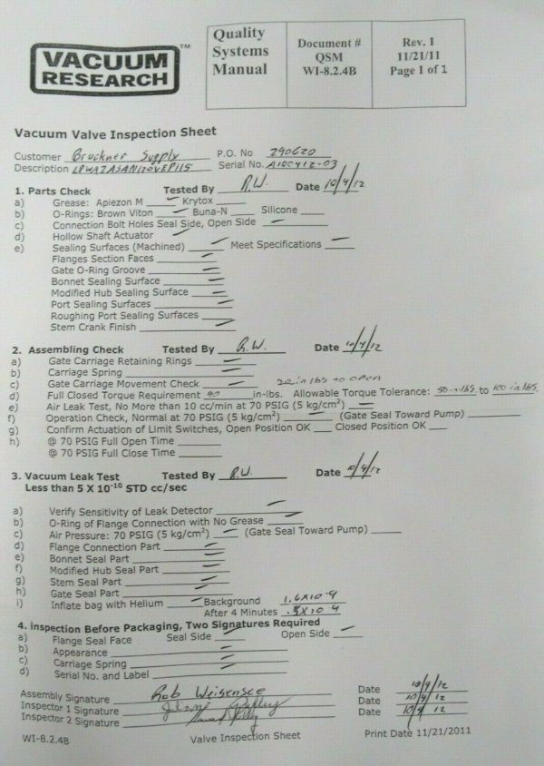 NEW VACUUM RESEARCH LPWA2ASAN12OVEP115 GATE VALVE - Image 5