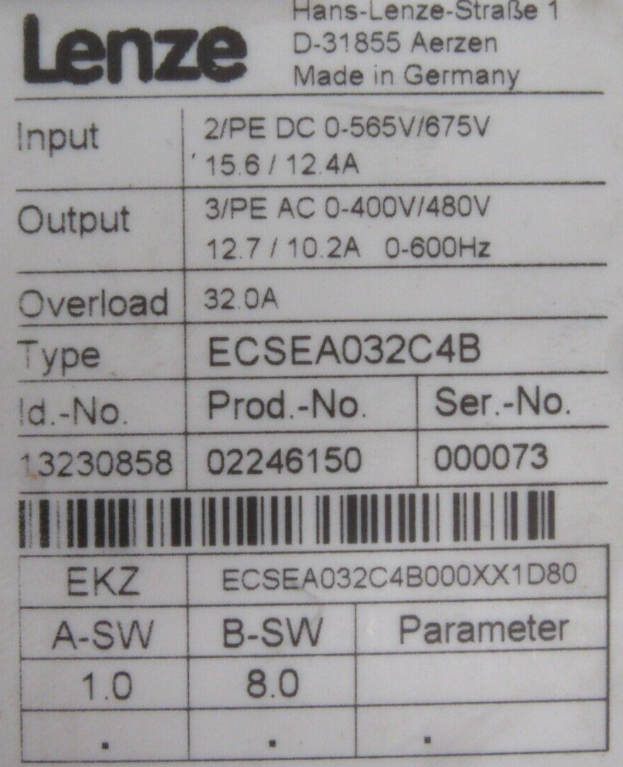 NEW LENZE ECSEA032C4B SERVO DRIVE - SB Industrial Supply, Inc.