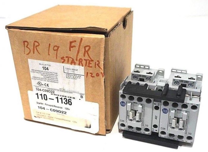 NEW ALLEN BRADLEY 104-C09D22 REVERSING CONTACTOR SER.B 104C09D22