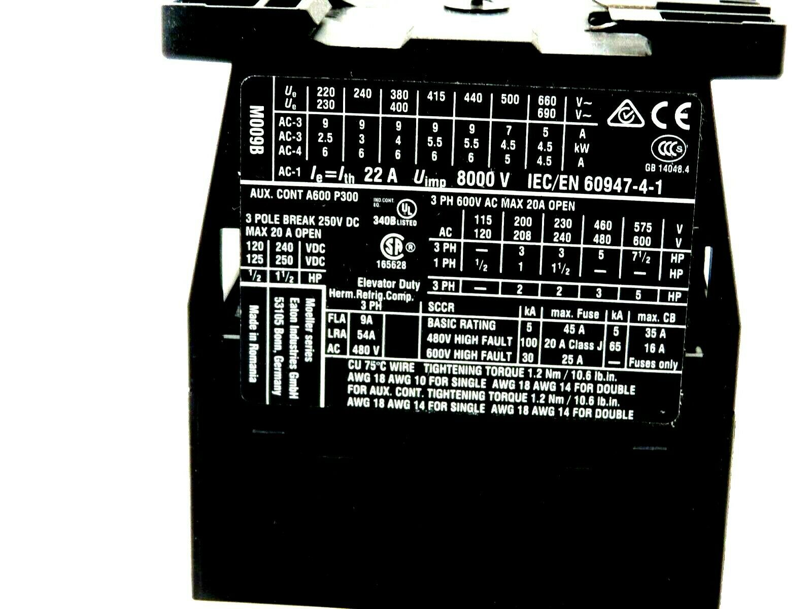 New Eaton Xtce009b10a Dilm9-10 3 Pole 9 Amp 1 N.o. Conta Dde - Foto 9