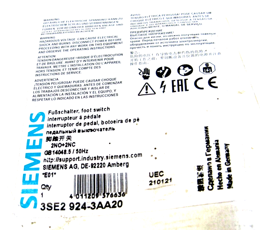 NEW SIEMENS 3SE2924-3AA20 SAFETY FOOT SWITCH 3SE29243AA20 - Image 6