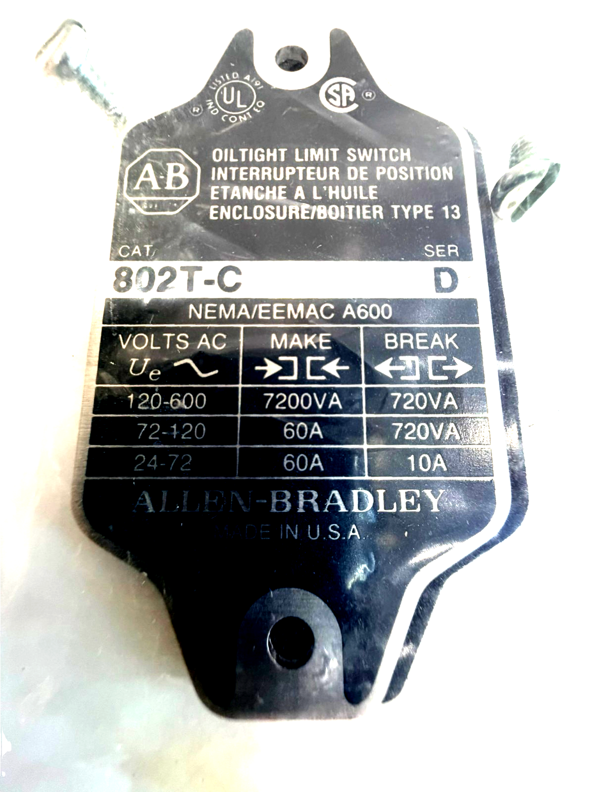 ALLEN BRADLEY 802T-C LIMIT SWITCH 802TC NEW, SURPLUS - Image 3