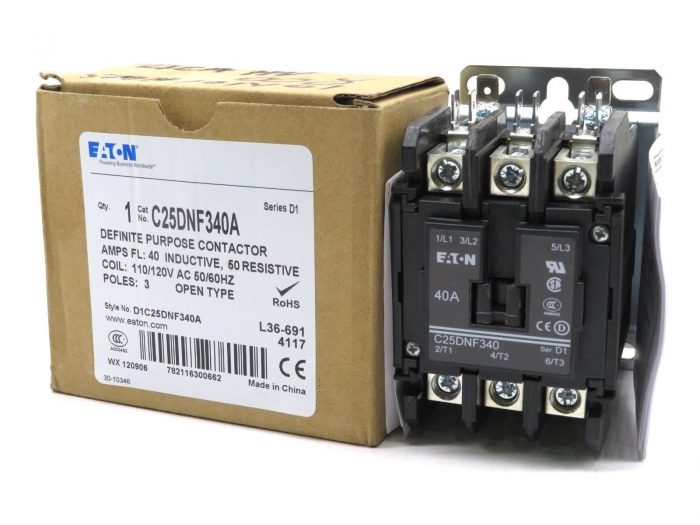 NEW EATON C25DNF340A DEFINITE PURPOSE CONTACTOR SERIES D1 110/120V 50/60HZ