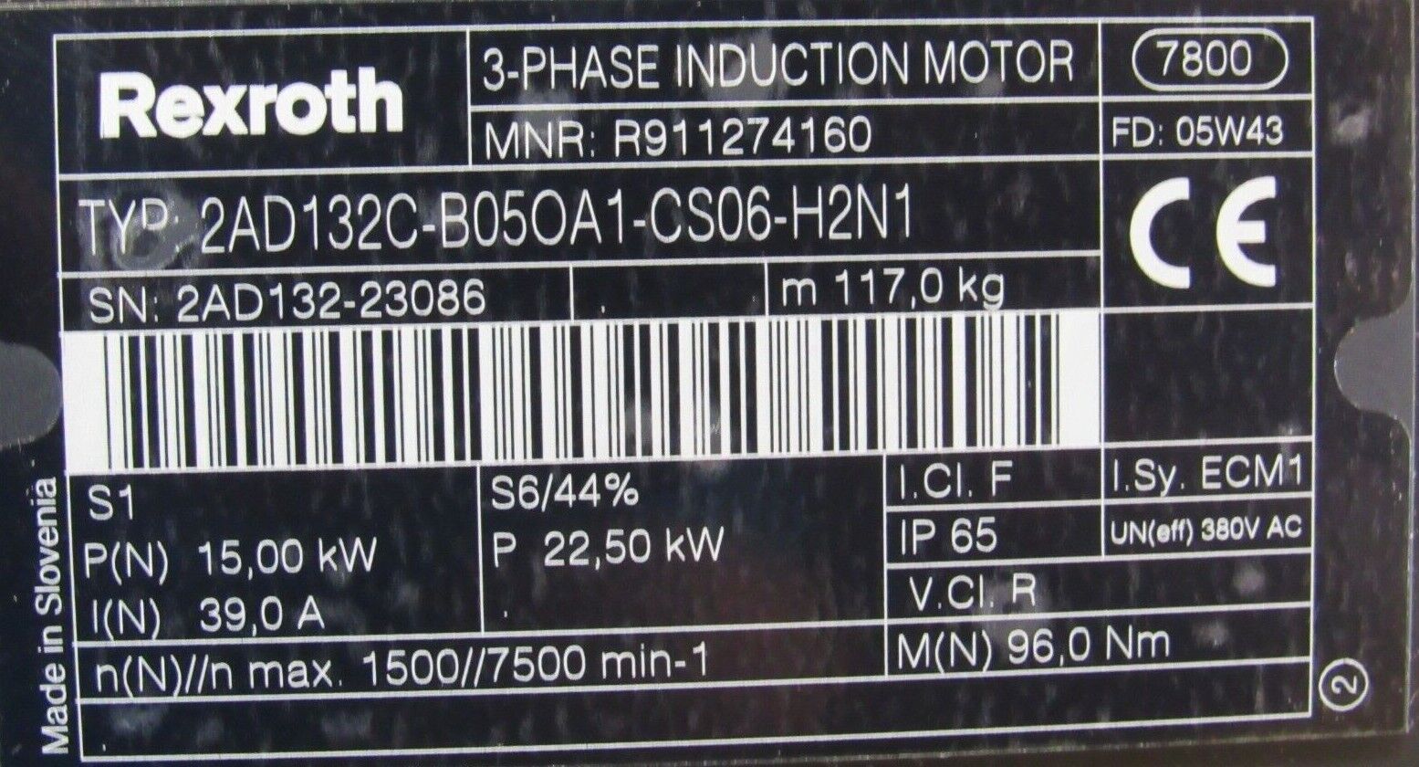 NEW REXROTH 2AD132C-B05OA1-CS06-H2N1 SERVO MOTOR R911274160 - Image 7