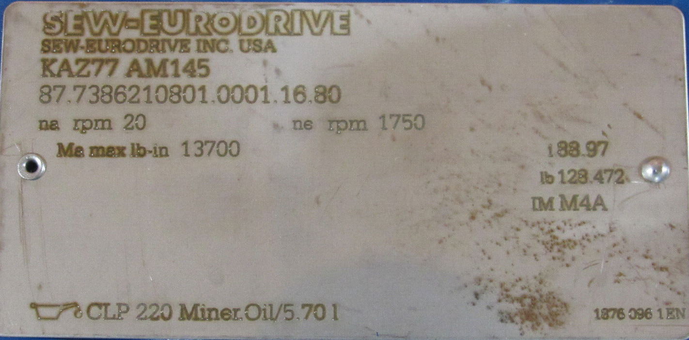 NEW SEW EURODRIVE KAZ77 AM145 GEAR REDUCER 88.97:1 KAZ77AM145 - Image 4