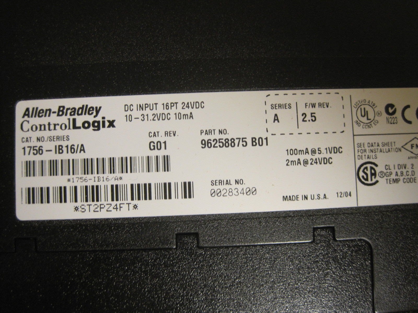 USED ALLEN BRADLEY 1756-IB16 MODULE SER.A 1756IB16 - Image 3