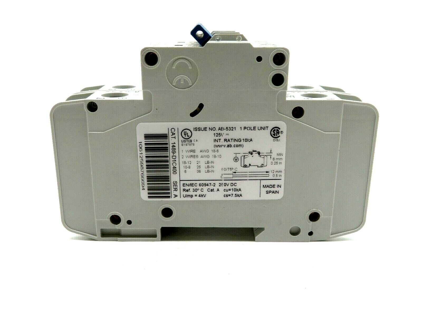 NEW 2 PCS ALLEN BRADLEY 1489-D1C400 CIRCUIT BREAKER SERIES A 1489D1C400 - Image 3